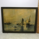 Vintage “Sunset Grand Canal” Thomas Moran N.A. 1893 Print in Old Frame