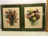 Pair of Vintage Holland Floral Prints - Sealed on Board