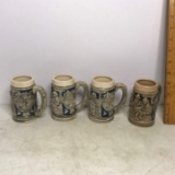 Set of 4 Vintage Miniature Steins