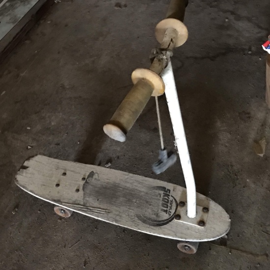 Vintage Wooden Skateboard Scooter