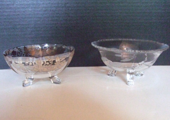2 Footed Glass Bowls.