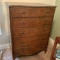 Vintage 5 Drawer Burled Wood Chest of Drawers