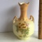 Vintage Floral Porcelain Double Handled Bud Vase