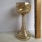 Tall Vintage Czech Bohemian Glass Tall Iridescent Goblet