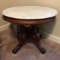 Tall Vintage Oval Solid Wood Table with Marble Top