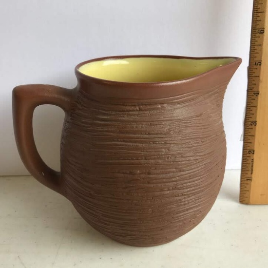 Pigeon Forge Pottery Pitcher with Yellow Glazed Interior