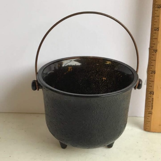 Vintage Small Glass Footed Cauldron