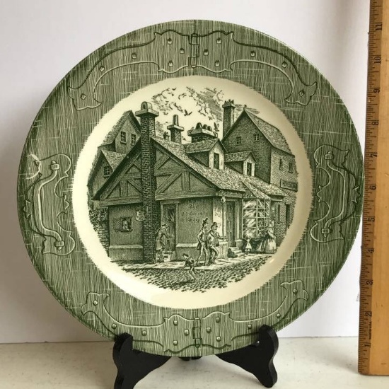 Green Currier & Ives Style “The Old Curiosity Shop” Collector’s Plate