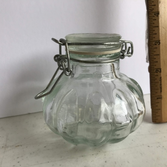 Small Green Tint Glass Cotton Ball Jar