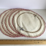 Set of 5 Crocheted & Embroidered Doilies