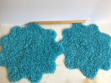 Pair of Turquoise Fun Shaped Shaggy Throw rugs