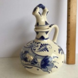 Vintage Erven Lucas Bols Delft Pottery Pitcher with Stopper & Cork