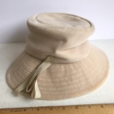Vintage Beige Velour Wide Brim Hat