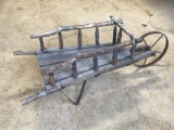 Primitive Wooden Hand Made Wheelbarrow