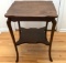 Tall Antique 2-Tier Oak Side Table