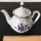 Vintage Iridescent Teapot with Purple Flowers