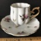 Vintage Demitasse Cup & Saucer with Rose & Gilt Accent