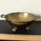Vintage Hammered Brass Footed Bowl with Handles