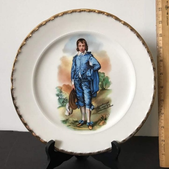 Vintage Blue Boy Plate with Gilt Edge by Crooksville China Co.