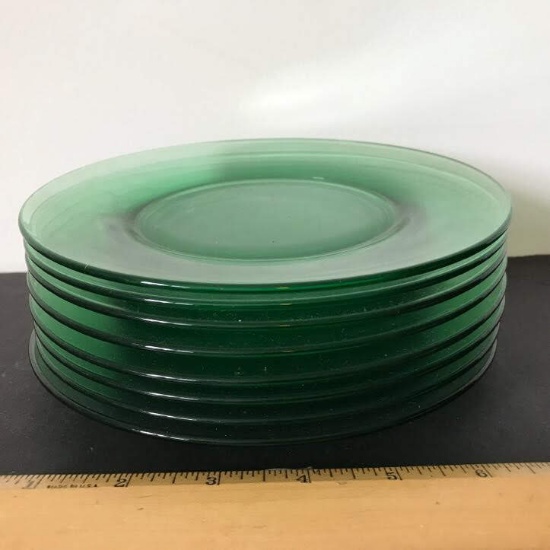 8 pc Vintage Vaseline/Uranium Glass Lunch Plates
