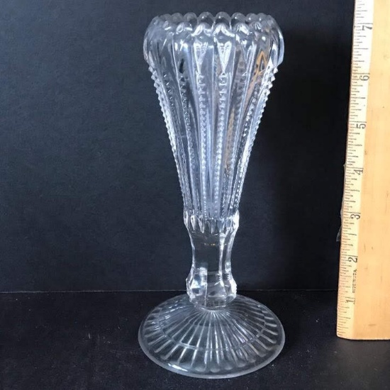 Tall Glass Vase with Ruffled Edge