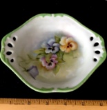 Pretty Vintage Porcelain Pansies Dish