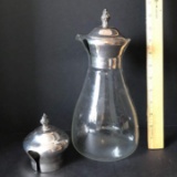 Vintage Tall Glass Decanter with Extra Silver Plate Top