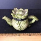 Small Ceramic Cabbage Teapot Trinket