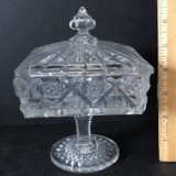 Pedestal Glass Candy Dish with Lid