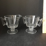 Clear Glass Pedestal Creamer & Sugar Set