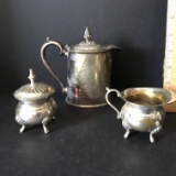 Vintage Silver Plated Teapot, Creamer & Lidded Sugar Bowl Set