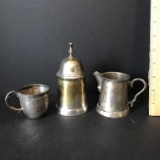 Vintage Silver Plated Creamer, Sugar & Cup