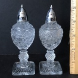 Pair of Vintage Pedestal Glass Salt & Pepper Shakers