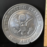 The United States of America 1776 Great Seal Decorative Pewter Plate