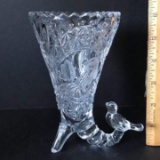 Vintage Hofbauer Byrnes Lead Crystal Cornucopia Vase