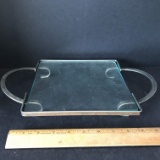 Silver Plate & Glass Footed Serving Tray