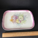 Vintage Porcelain Lavender Floral Tray