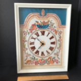 Cross Stitch & Needlepoint Hand Made Clock in White Painted Shadow Box