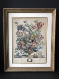 Vintage Floral “April” Print in Ornate Gilt Frame