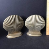 Pair of Solid Brass Vintage Shell Bookends