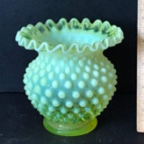 Beautiful Vintage Hobnail Fenton Vase with Ruffled Edge