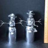 Pair of Silver Tone Snowmen Figurines