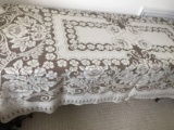 Pretty Ivory & Brown Lace Table Cloth