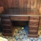 Vintage Wooden Student Desk with Carved Rope Trim