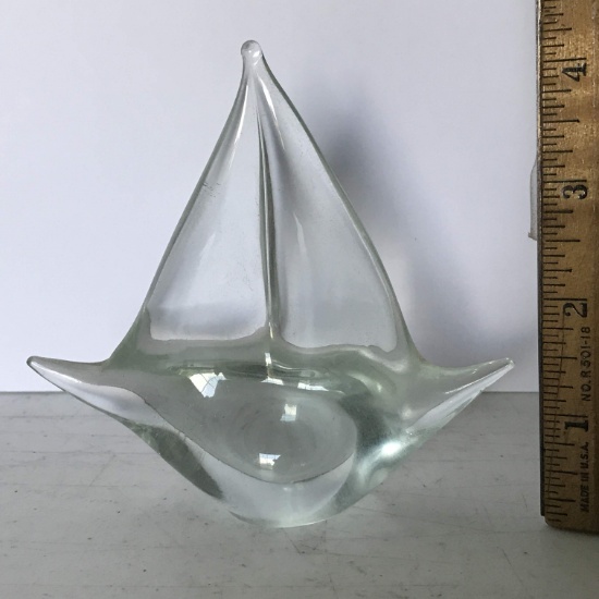 Glass Sailboat Paperweight