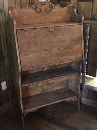 Beautiful Vintage Oak Secretary Book Shelf