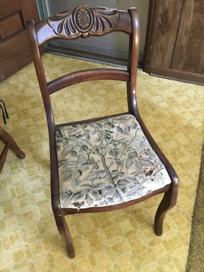 Antique Parlor Chair with Carved Back