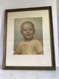 Vintage Framed & Matted Picture of Young Boy