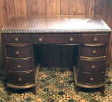 Vintage Student Desk with Glass Top