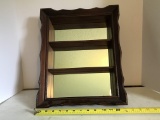 Vintage Wooden Wall Shelf with Mirrored Back